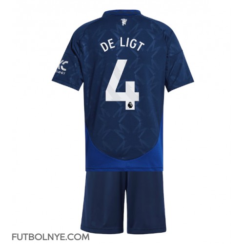 Camiseta Manchester United Matthijs de Ligt #4 Visitante Equipación para niños 2024-25 manga corta (+ pantalones cortos)